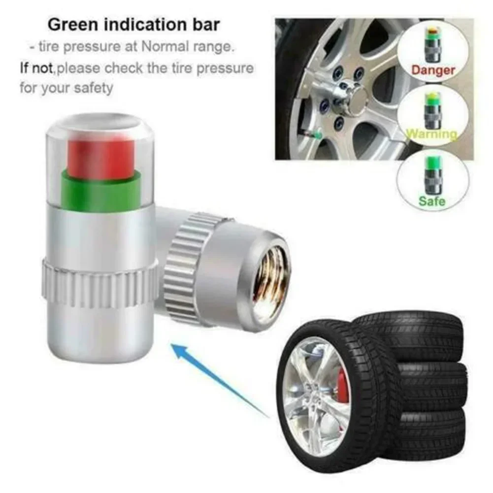 8Pcs Car Tire-Pressure Indicators Valve //Car-Tire Pressure Monitor Valves Cap W/Sensor Indicator 3-Color Eye