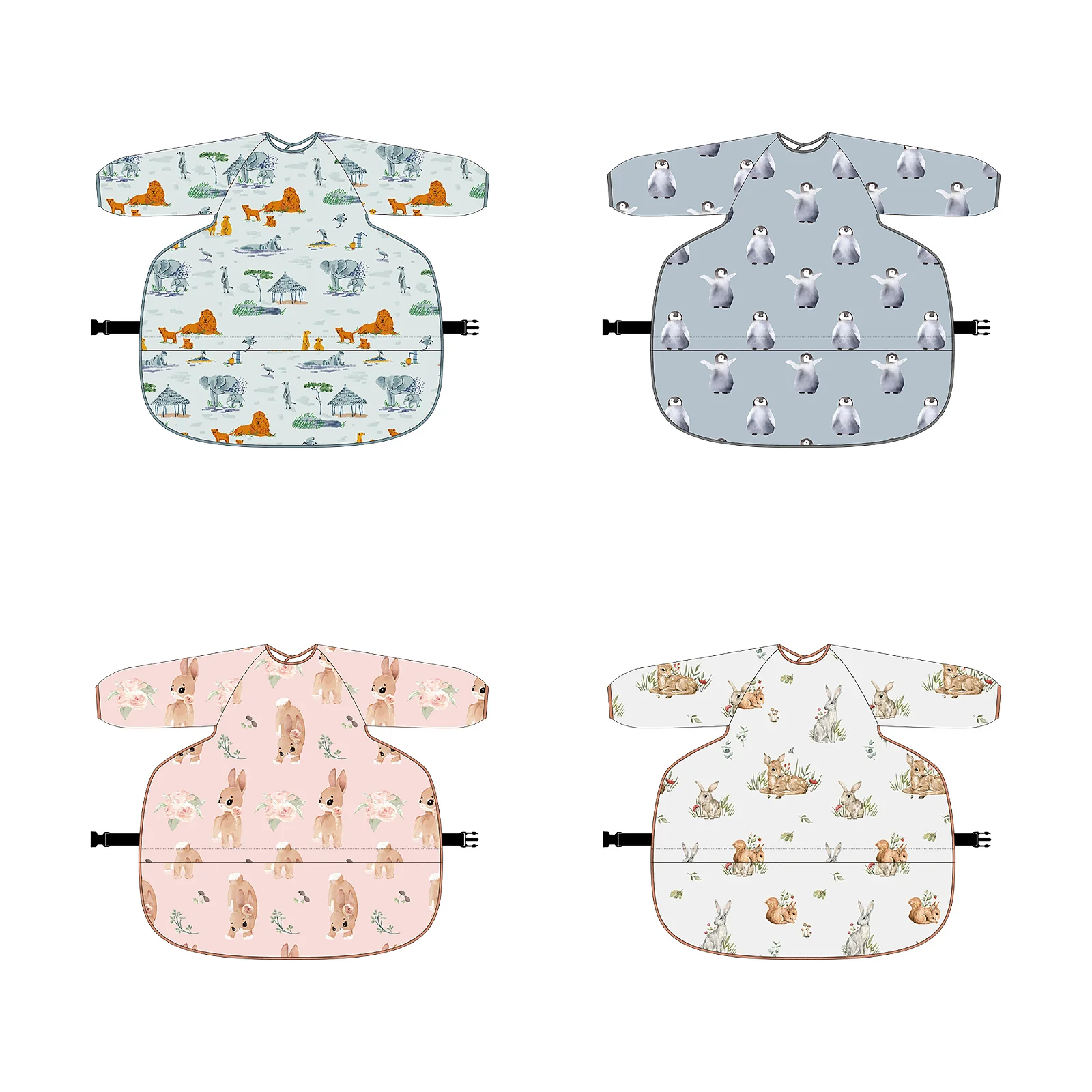 

Full Coverage Baby Bibs with Sleeves Toddler Smock Multiple Pattern Newborns Bibs for Feeding & Painting Gift