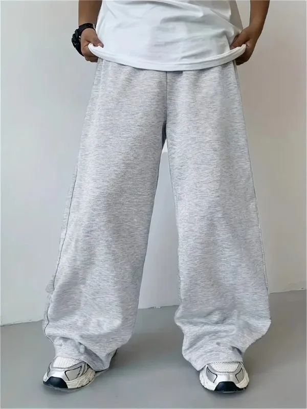 

Loose Straight-leg Gray Trousers Soft Everyday Pants Unisex Sweatpants All-season Cotton Streetwear Pants Men