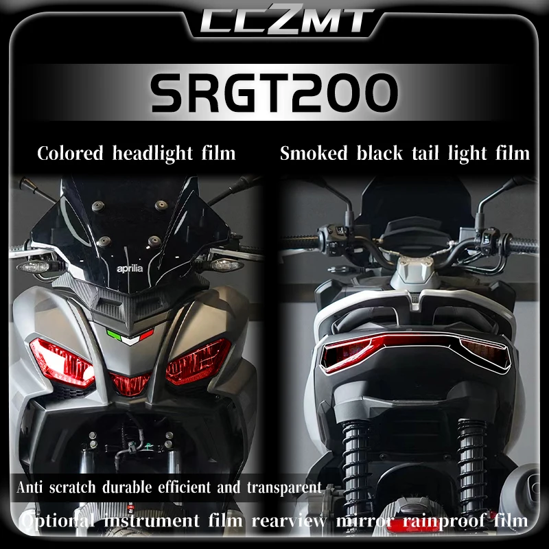 Película de luz trasera para faros delanteros Aprilia SRGT200, película de instrumento transparente, película protectora negra ahumada, piezas de