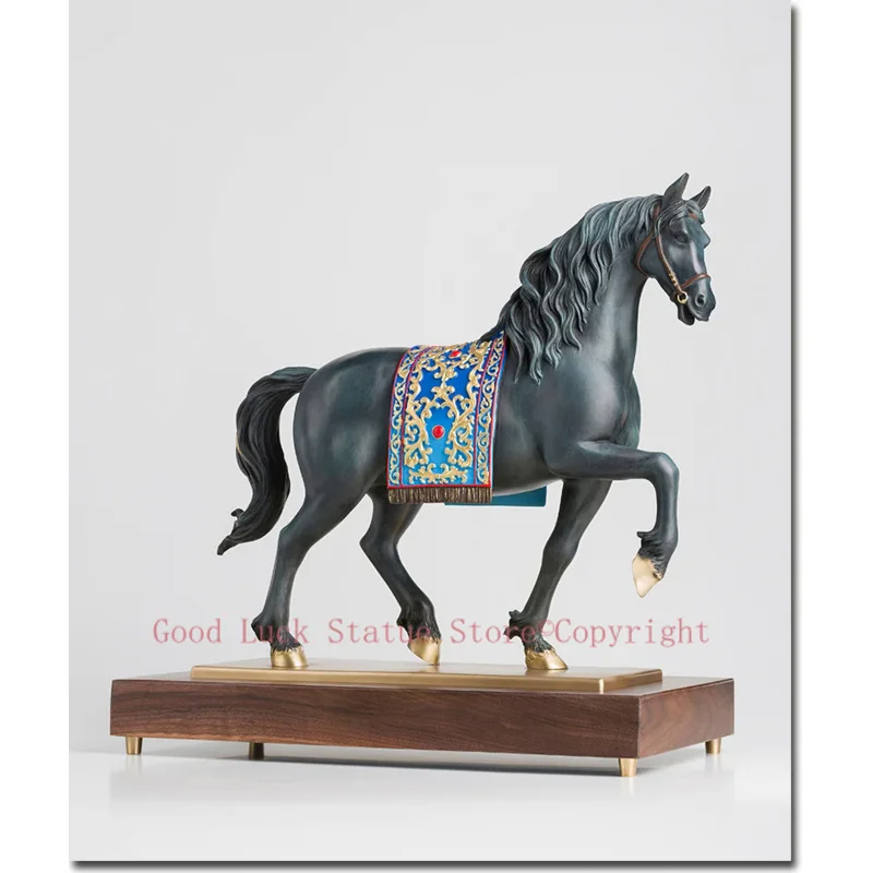 high grade Decoration art HOME Company shop Money drawing Auspicious GOOD Luck Success horse Talisman brass Sculpture