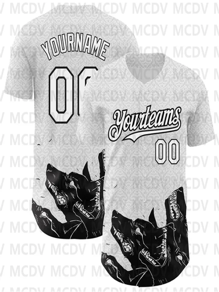 Custom White Black 3D Pattern Design Rave Branch Authentic Baseball Jersey