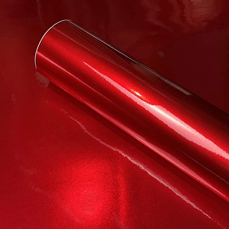 Ultra Glossy Candy Red Metallic Vinyl Wrap Film Self Adhesive Car Motorcycle Decoration Sticker Decal With Air Release
