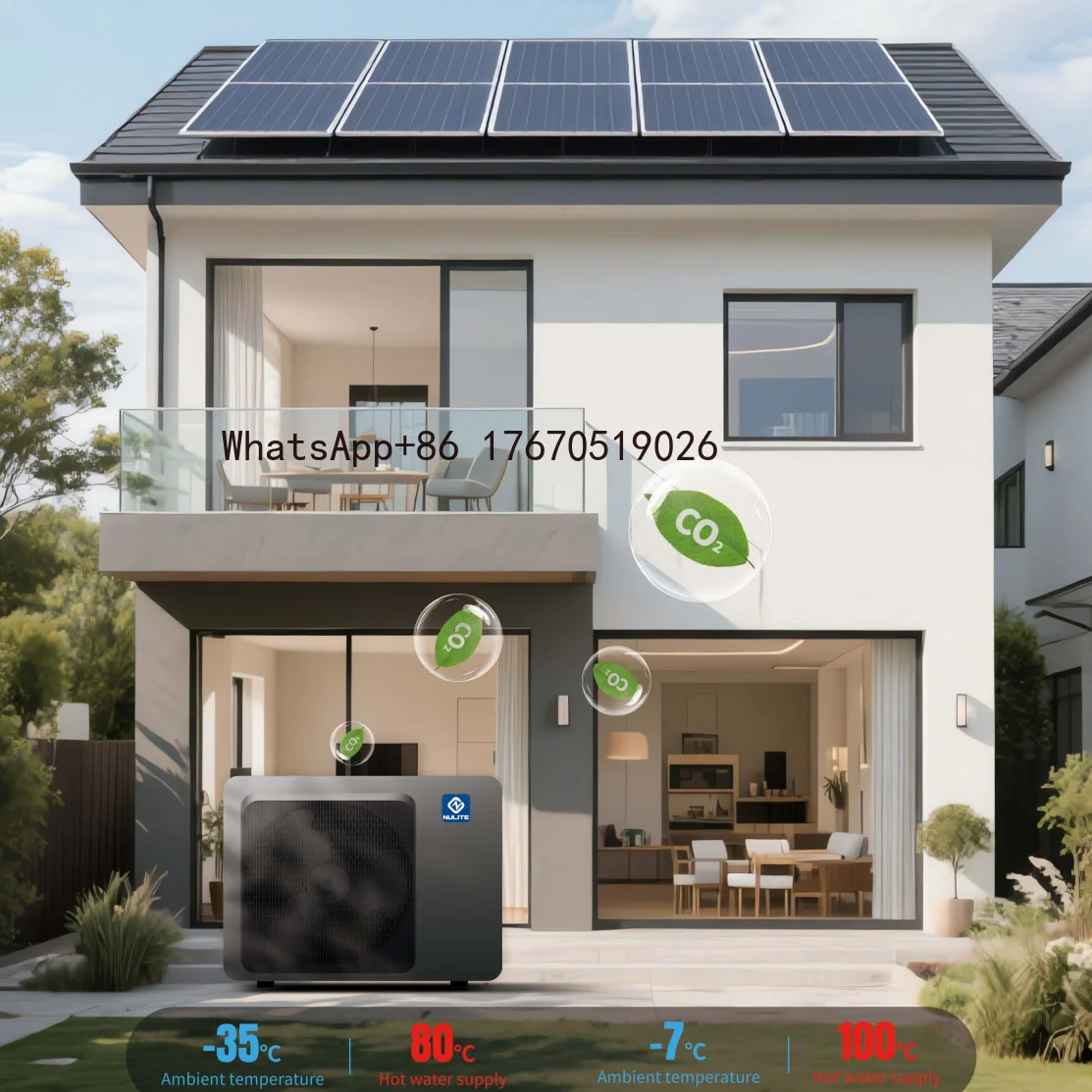 2026-High Temperature R744 Heatpump Manufacturer Factory Supplier -35C Cold Climate CO2 Air Source EVI DC Inverter Heat Pump