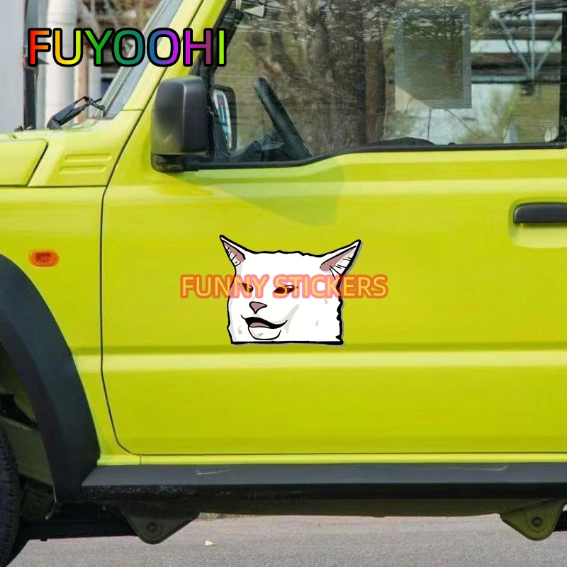 FUYOOHI Cute Cat Meme Vinyl Decal - Fun and Adorable Car, Laptop, or Window Decoration