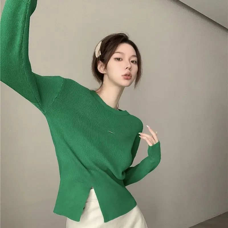 Sweaters Long Sleeve O-neck Pullovers Irregular Slim Fashion Casual Office Lady Simplicity Autumn Winter Thin Women\'s Clothing