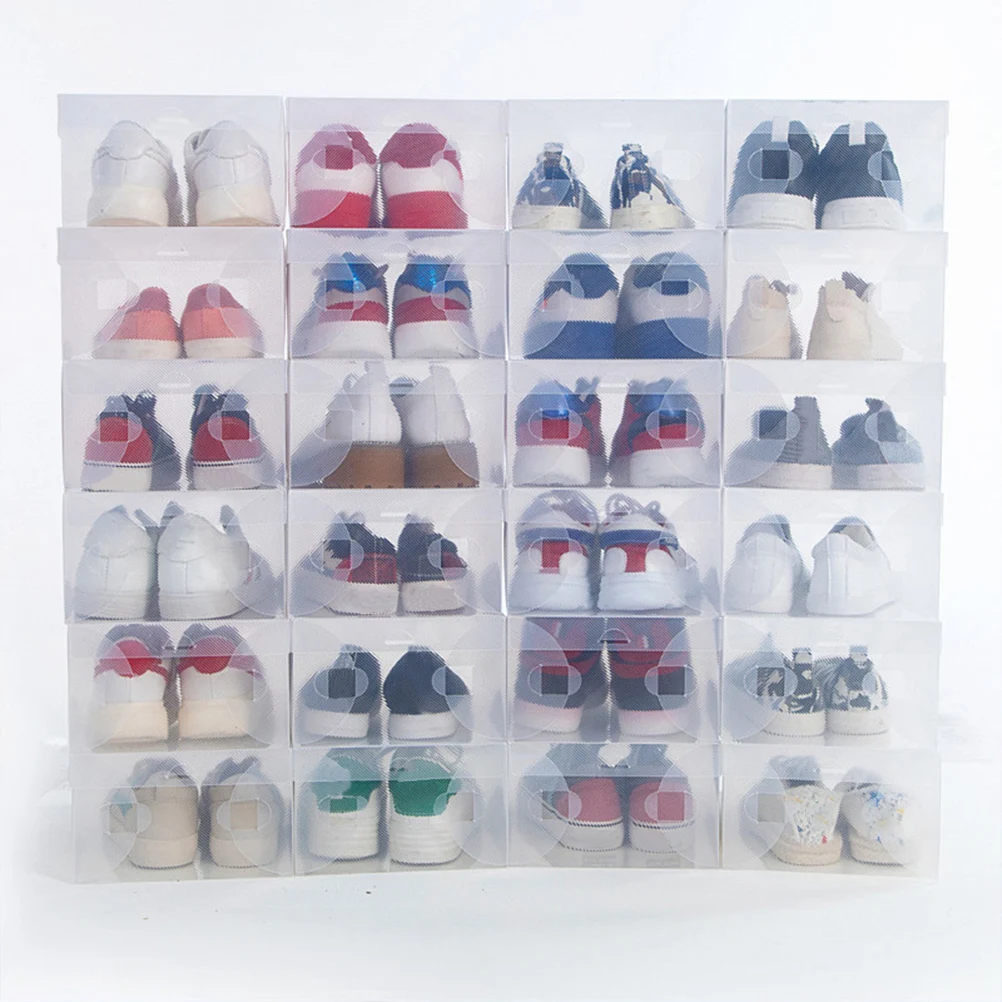 

6pcs Transparent Shoe Boxes Plastic Storage Containers Thickened Clear Cases Closet Drawer Organizershoes Storage Box