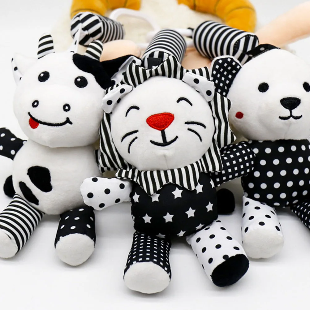 

1Pcs Black White Crib Pendant Early Education Baby Cot Pendant Cartoon Animal Rattle Hanging Wind Chime Infant