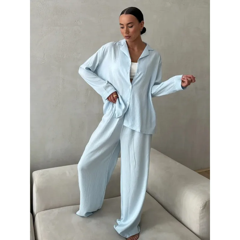 2 قطعة مجموعة المرأة لينة مريحة طويلة الأكمام السراويل الطويلة بيجامة مجموعة مريحة المتسكعون ملابس المنزل ملابس خاصة للاسترخاء اليومي