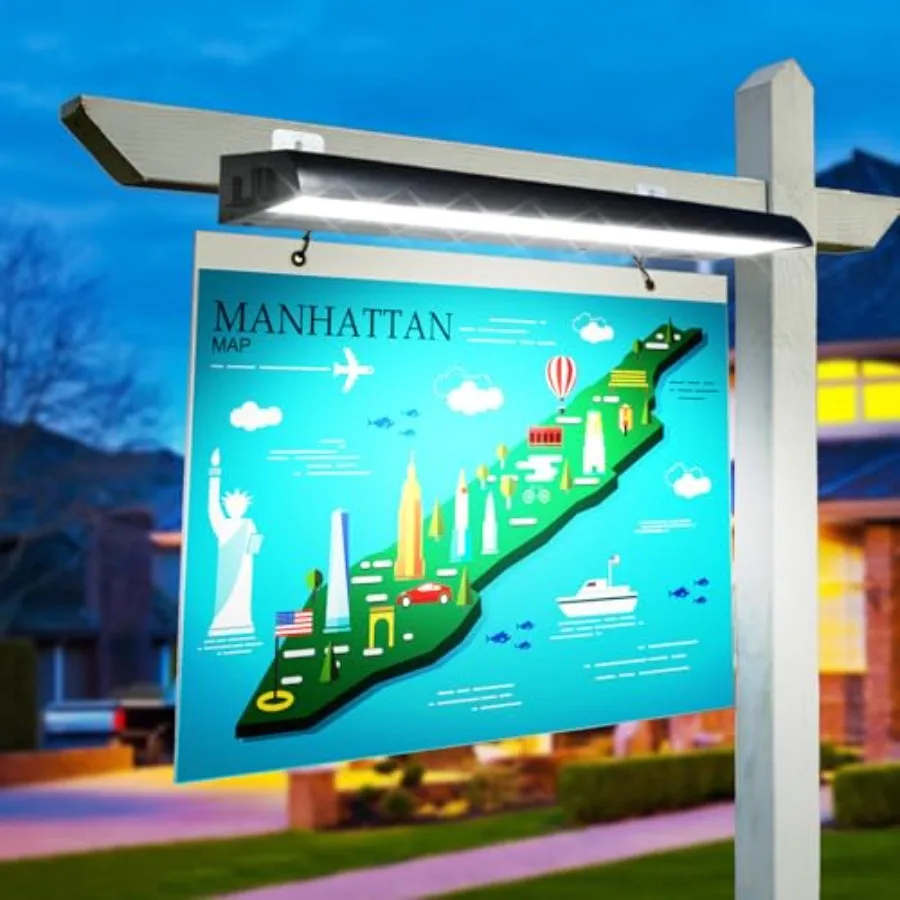 

Solar Sign Lights Outdoor 232 LED 5200 Lumen Solar Billboard Light 8000mAh Black Commercial Use for Business Real Estate Shop B