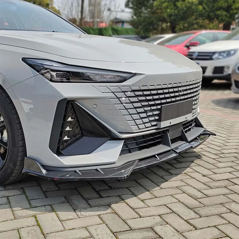 For 2021-2023 Changan UNI-V Front Bumper Lip Splitter Spoiler Body Kit High Quality ABS Carbon Fiber Stripe Protective Cover