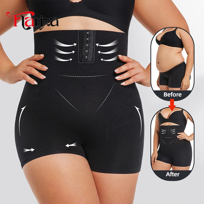 

Flarixa Plus Size Tummy Control Shapewear Panties Waist Trainer Faja With Hooks Women Seamless Hip Lifting Underwear Shorts