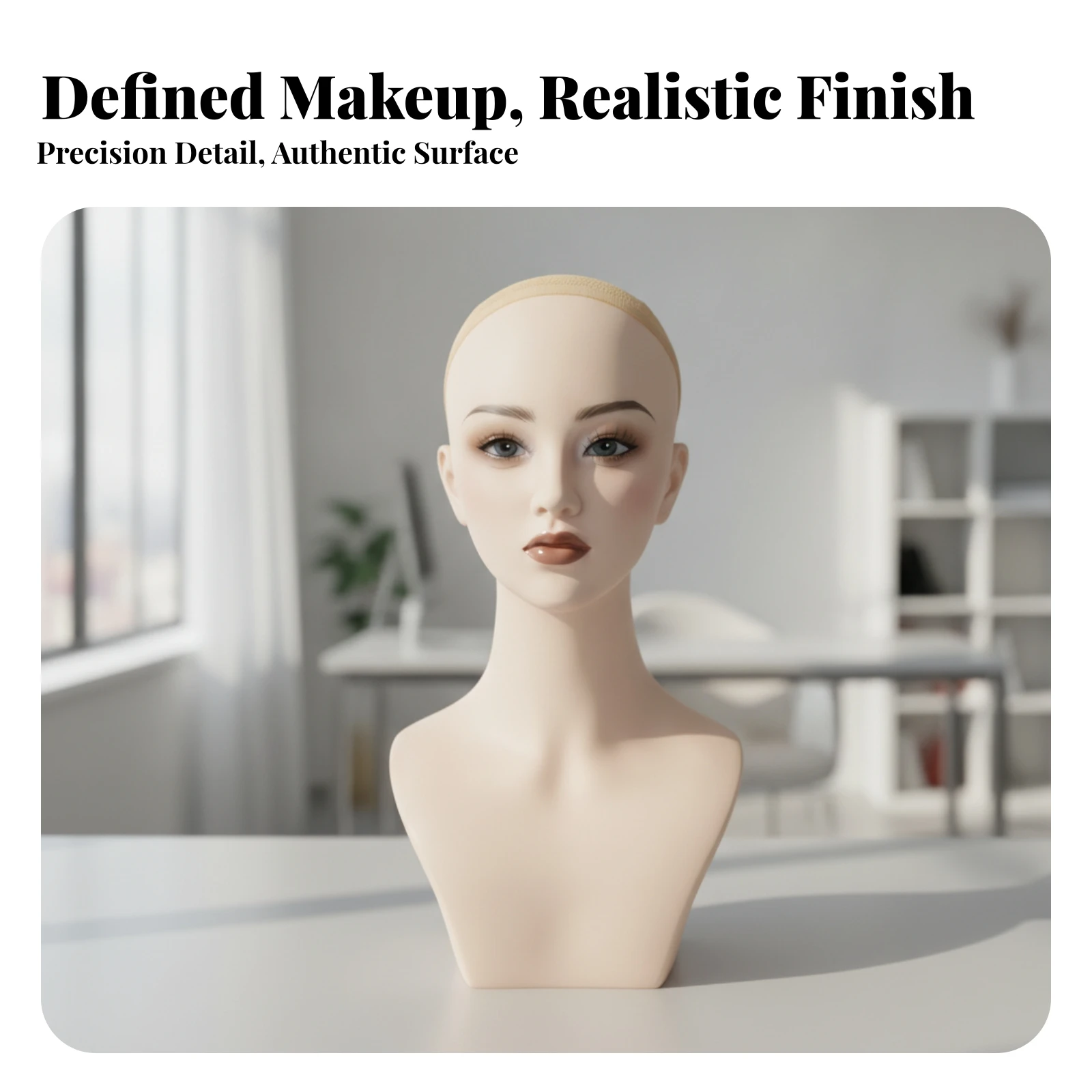 Female Mannequin Head with Shoulders Realistic Mannequin Head with Shoulders Lifelike Elegant for Hairstylists, Shop Displays