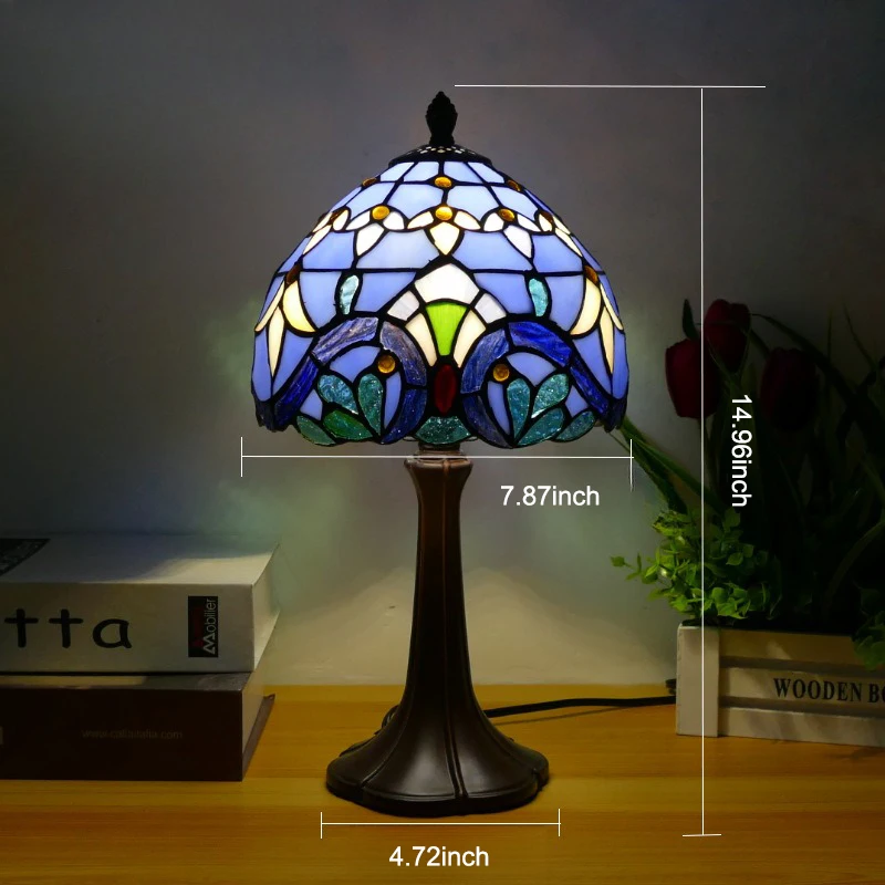 Alloy Base Tiffany Table Lamp Vintage Sunflower Tiffany Desk Lamp Crafted Stained Glass Night Light for Bedroom Dining Room