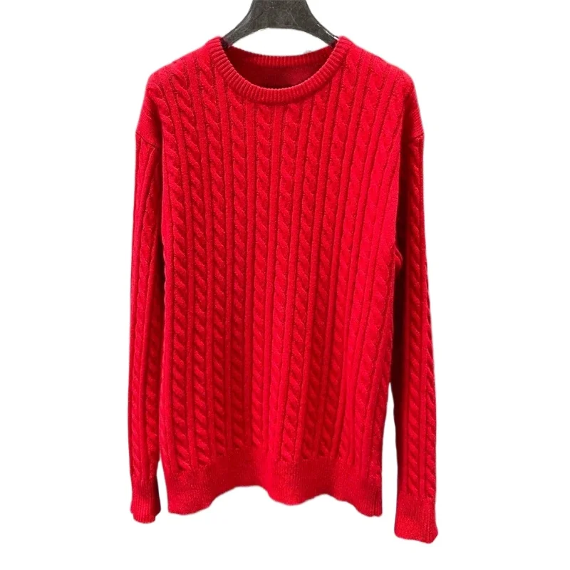 

Pullover Women u471643 Design Cashmere New Fashion Crew Round Neck Twist Knitted Long-sleeved Sweater Red Colour Thin Versatile