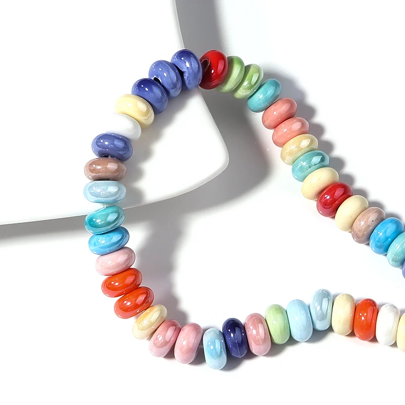 Louleur Apx 55pcs Colorful Ceramic Beads Abacus Beads Loose Beads Spacer Beads For Jewelry Making Bracelets Accessories Handmade