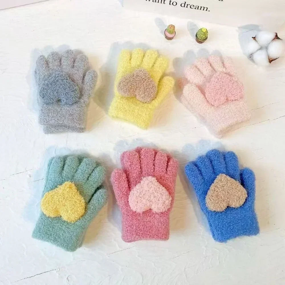 1 PC Plush Warm Gloves, Loving Winter, Plush and Cute Split Fingers to Prevent Cold, Student Princess Style, Suitable for Cyclin