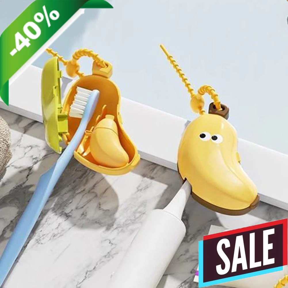 

Чехол на головку зубной щетки-банана, дорожная защита для зубной щетки с мини-футляром для зубной пасты, многоразовый органайзер для зубных щеток