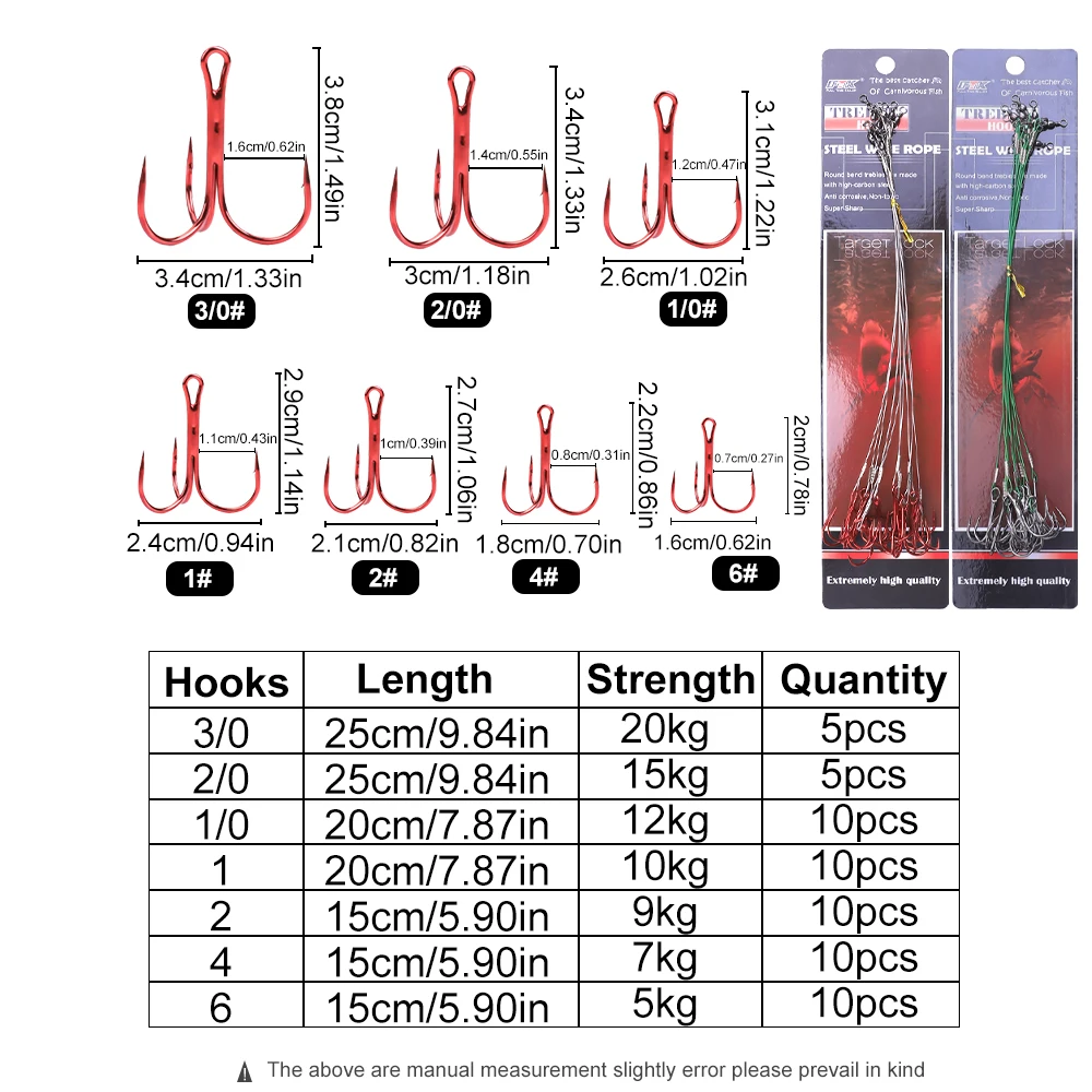 FISH KING High Carbon Steel Carp Fishing HOOK Treble Hooks With Steel Wire Rope Red Fishhook for Carp Bass Fishing Accessories image 2
