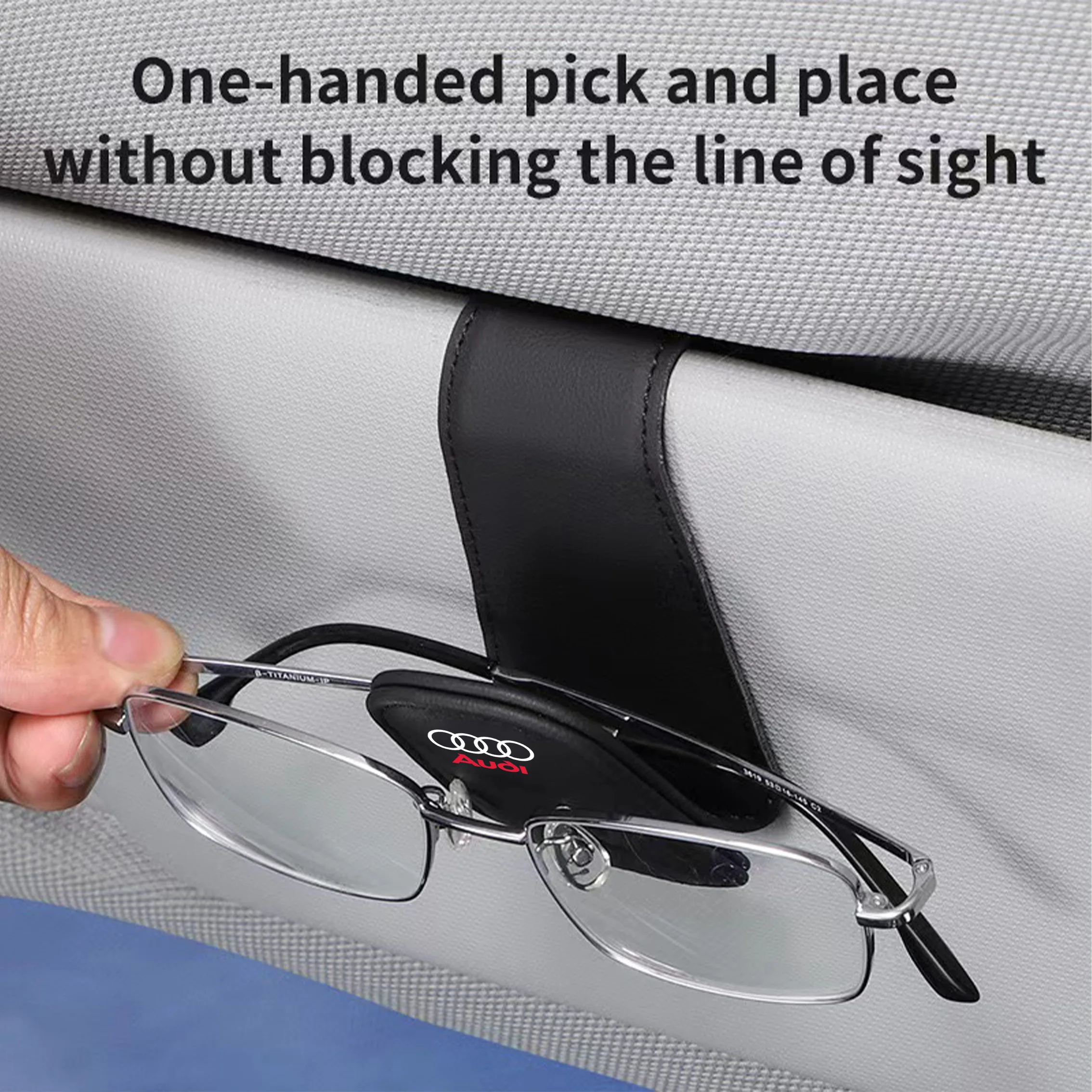 Leather Glasses Clip Car Sun Visor Card Ticket Clamp Fastener For Audi Sline S line A4 B6 B8 S1 S2 S3 S4 S5 S6 A1 A3 A6 C5 A5 A8
