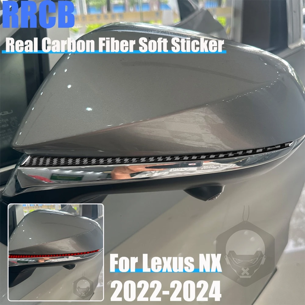 

Real Carbon Fiber Car Accessories Side Mirrror Strip Trim Cover Soft Sticker For Lexus NX260 NX350H NX400H NX450H 2022 2023 2024