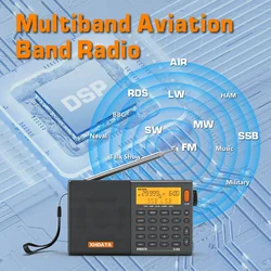 SIHUADON/XHDATA D-808 Radio Receiver AM FM SW MW AIR SSB RDS Portable Digital Radio with ATS Hi-Fi Stereo Rechargeable Battery