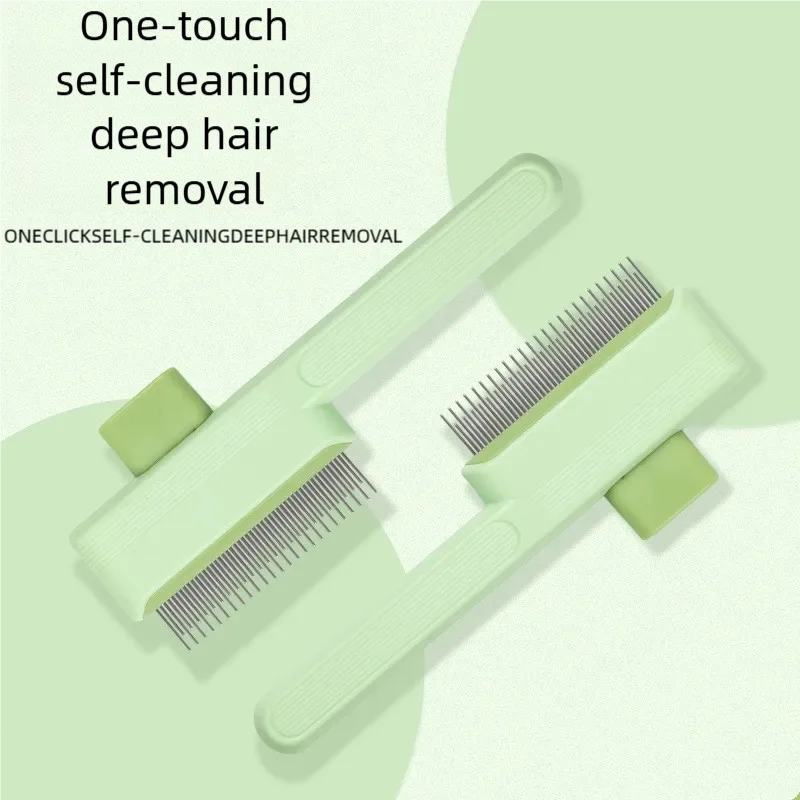 One-Click Self-Cleaning Pet Hair Removal Comb for Cats & Dogs Grooming Flea Comb for Short & Long Hair Pets Pet Grooming Tool
