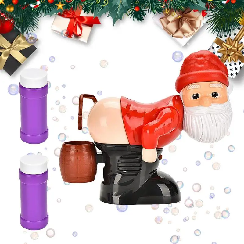 Christmas Bubble Blowing Machine Funny Santa Claus Bubble Toy Electric Butt Bubble Blower With Music & Light Farting Bubble Toys