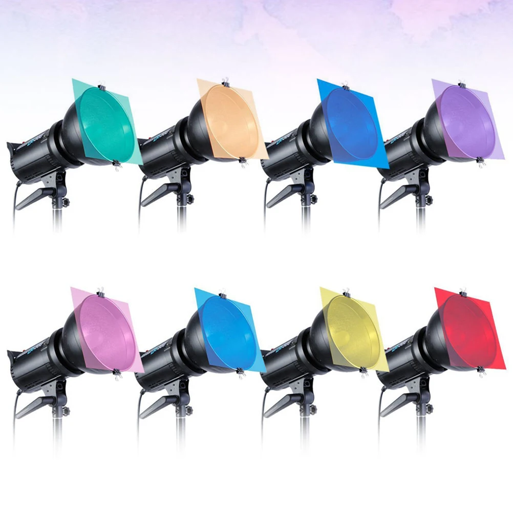 

8PCS 12 Inches Flash Lamp Color Color Film Television Lights Optical Filter Colored Speedlight Filter Premium Flash