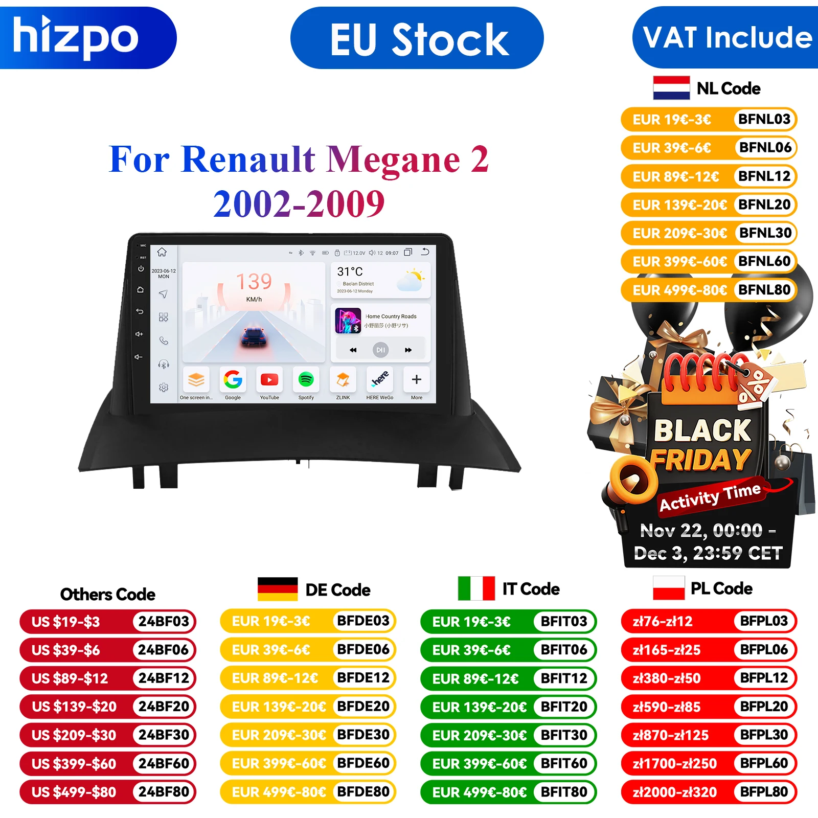 For Renault Megane 2 2002-2009 Android Head Unit Stereo 2 Din Car GPS Navigation Multimedia Video Player FM Wifi with Frame DSP