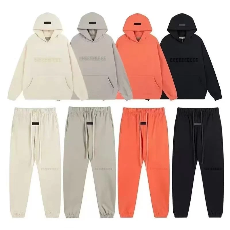 22FW Men's Hoodies Jogging Set Luxury Design Chest Two Rows Plush Letter Hoodie Women's Loose Hoodie Fashion Unisex Pants Set