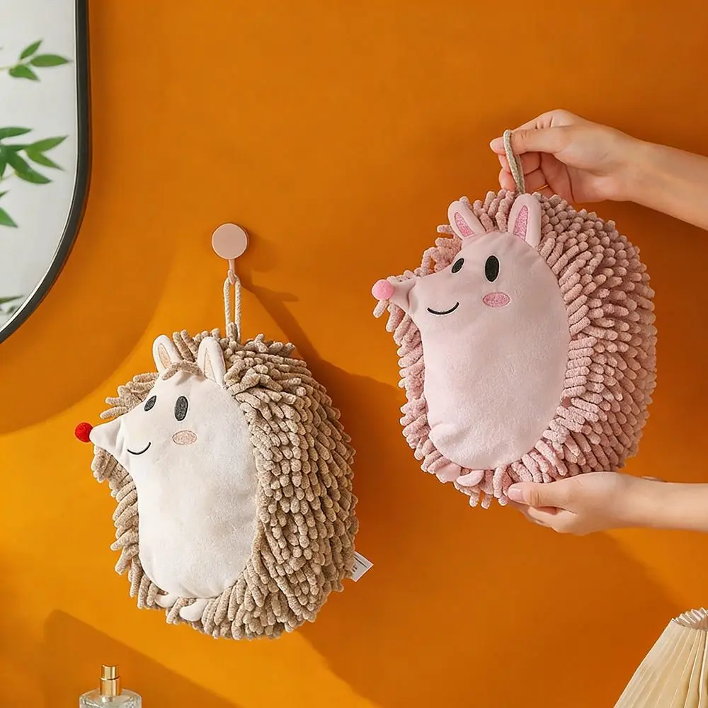 Creative Chenille Hand Towel Soft Quick Drying Cleaning Cloth Cartoon Hedgehog Hanging Kitchen Handkerchief for Kitchen