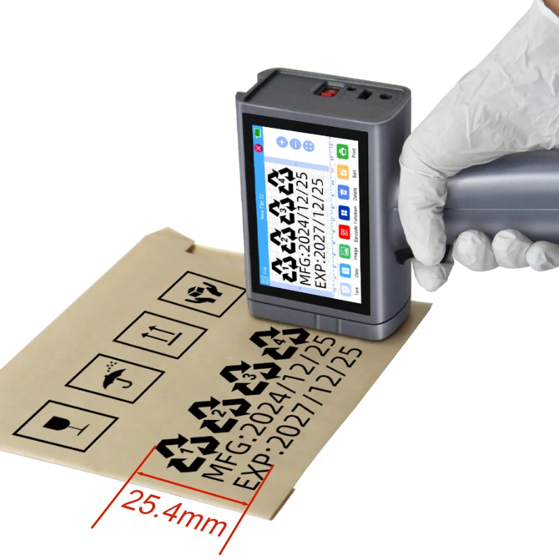 New 25.5mm Hand-Held Aluminum Inkjet Printer 600dpi Fast Dry Expiry Date Coding Machine 1-Year for Cards Bottles Woods