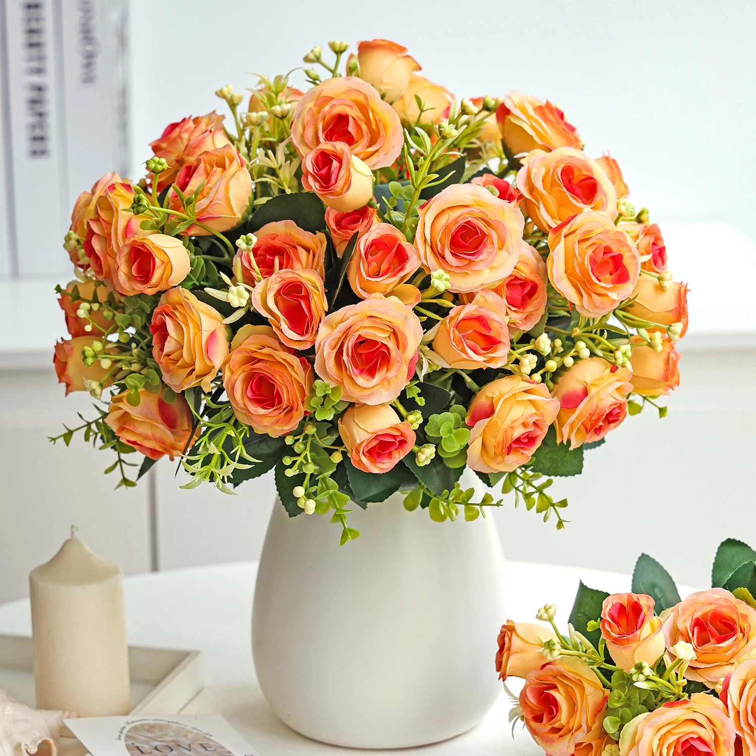 Künstliche Blumen, Seidenrosen, Knospen, Deko für Zuhause, Zimmer, Tisch, Vase, Garten, Hof, Outdoor, Hochzeit, Brautsträuße, Festival, DIY-Geschenk – Detail 2