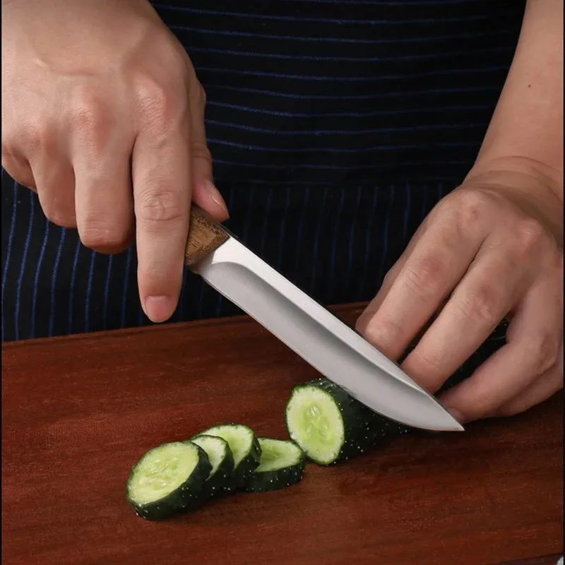 5Cr15 Stainless Steel Kitchen Knife Meat Cleaver Cutting Fruit Butcher Knives Wooden Handle Handmade Boning Knife with Cover