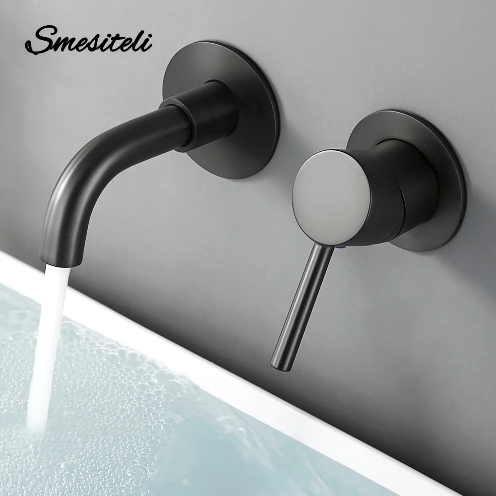 Miscelatore per bagno rubinetto a parete monocomando rubinetto per lavabo in canna di fucile acqua calda fredda bagno all'ingrosso nero bianco oro rosa
