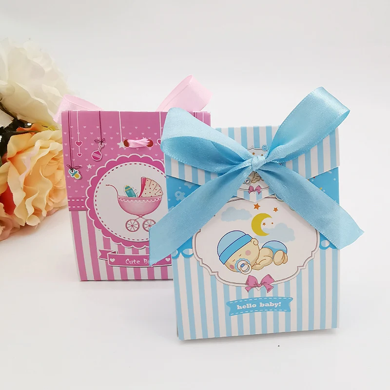 10/20Pcs Baby Dusche Cartoon Süßigkeiten Geschenk Box Mit Band Elefanten Baby Kinderwagen Geburtstag Gunsten Geschenk Verpackung box Baby Souvenirs – Detail 20