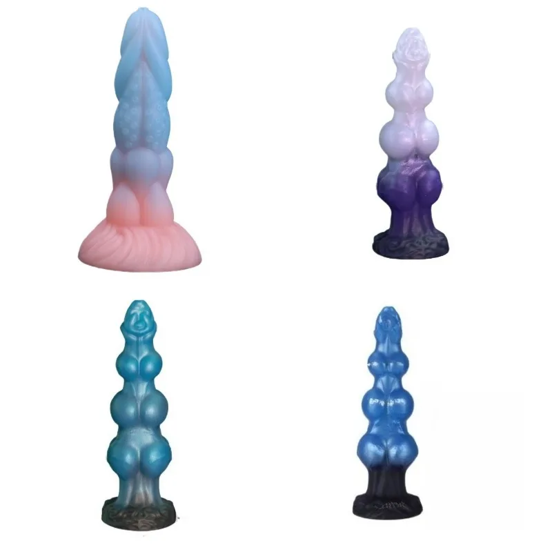 Glow In The Dark M Size Monster Dildo Prostate Massager G-Spot Stimulator Anal Plug Penis Masturbator Adult Sex Toy for MenWomen