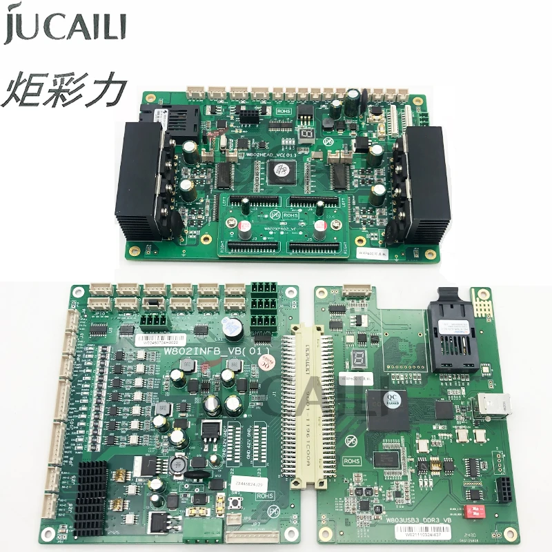 

Jucaili Wellprint xp600 Комплект плат с 2 головками W802HEAD-VE Оптическое волокно Версия W802INFB-VB (01) Плата DTF с двойной головкой xp600