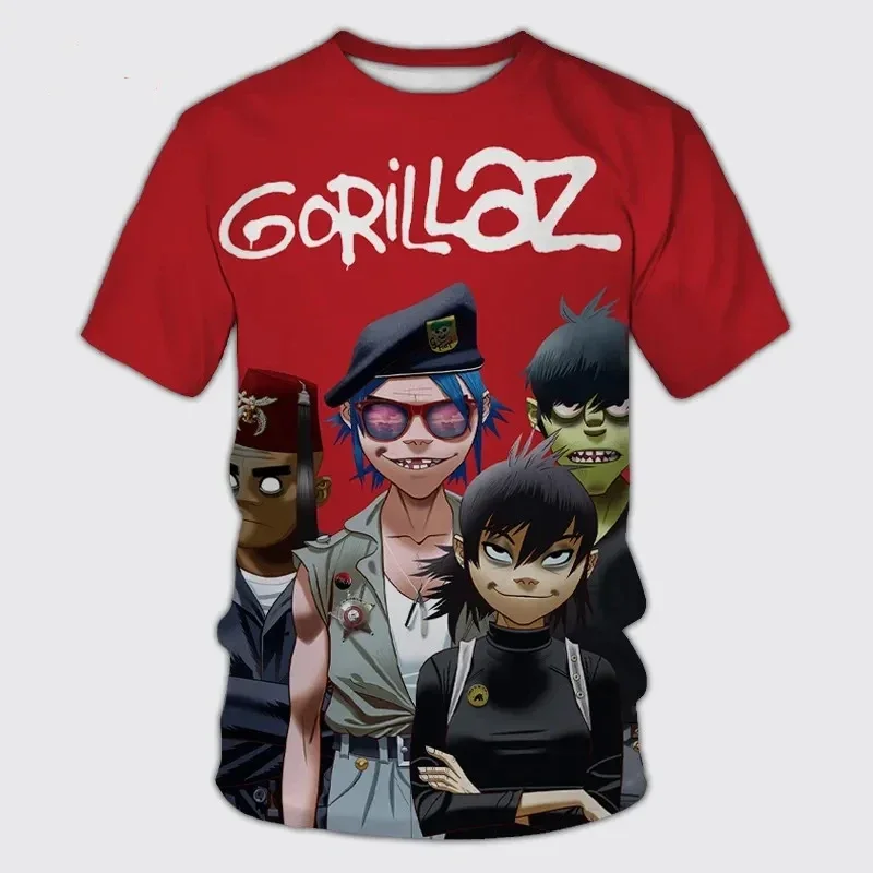 Rock Band Gorillaz 3D Printed T-shirt Men\'s and Women\'s Casual Fashion Crewneck Children\'s Short Sleeve Top Summer Oversized Clo