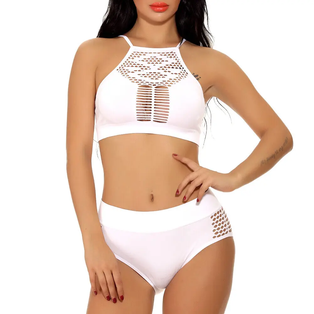 ผู้หญิงเซ็กซี่ชุดชั้นใน Hollow Out Bra และชุดกางเกง Panty ชุดโปร่งใส Crop Top กางเกงดูผ่าน Babydoll ชุดนอนชุดนอน