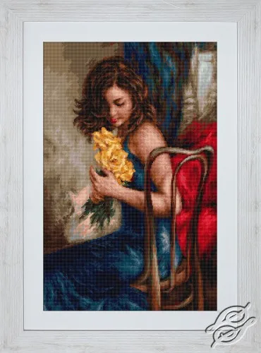 DIY Embroidery Cross Stitch Kit, Yellow Rose, Beauty, Canvas, DMC Threads, Puzzle Luca-S G532, 14CT, 18CT, 25CT