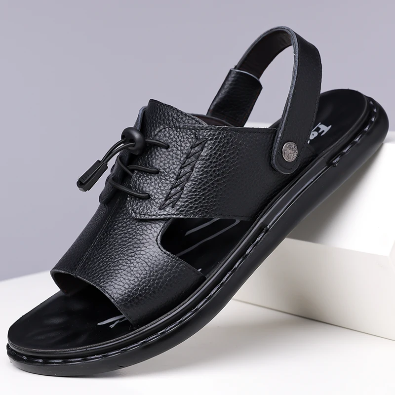 2025 Summer New Men's Breathable and Non Slip Beach Shoes, Fashionable Roman Style Comfortable Outdoor Soft Soled Sandals