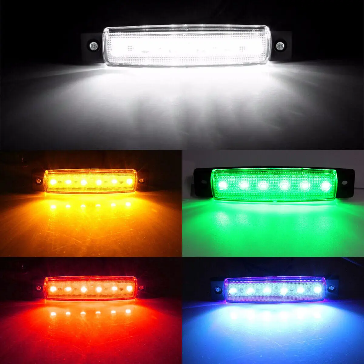 

10pcs 6 LED Side Marker Indicators Light Trailer Truck Lorry Lamp Waterproof 12V