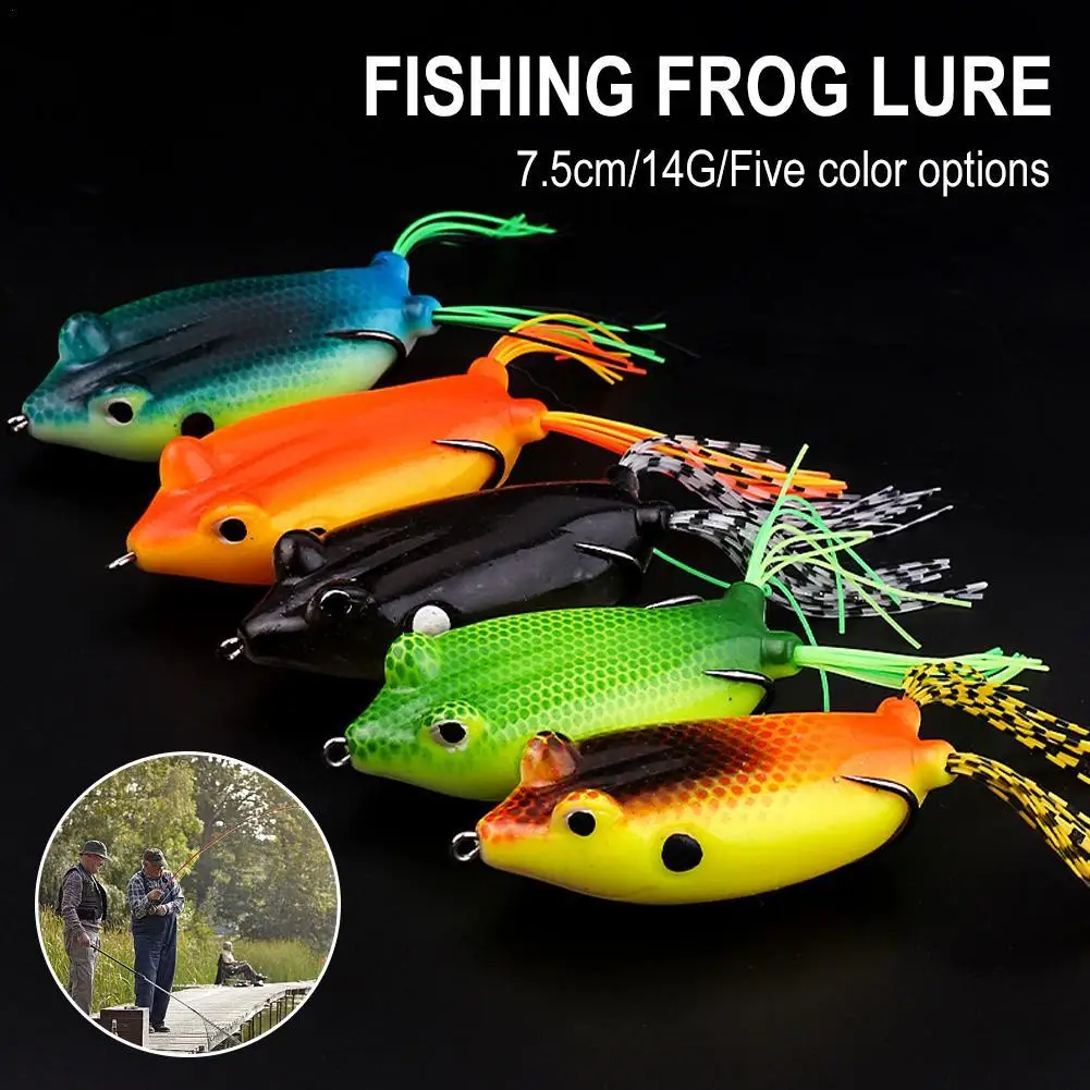 

New Water Soft Lure Frog Lures Weights 7.5cm 14g Topwater Lure Bait Black Fish Bass Fishing Tackle Lure Articulos De Pesca