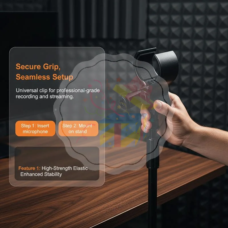 Microphone Clip Clamp Universal Adapter Included Sturdy Mic Holder for All Occasion Recording Podcast Live Show Karaoke