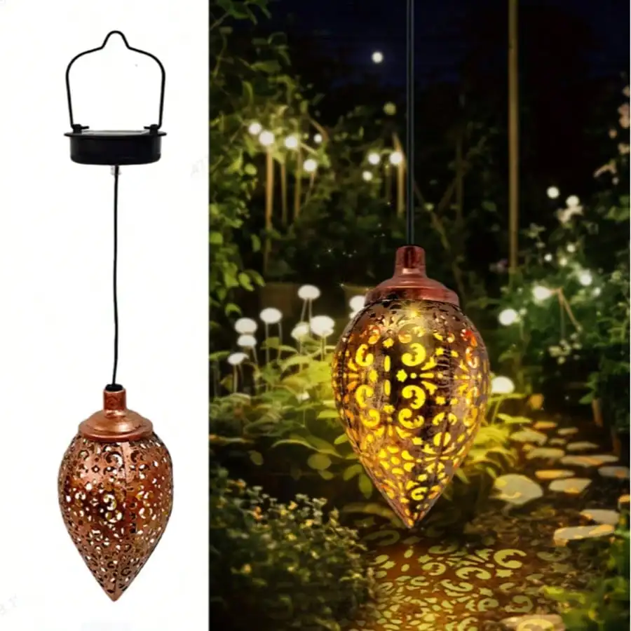 1pc Solar Hollow Projection Hanging Light: Auto Switch, Ambient, Outdoor/Garden/Lawn Decor