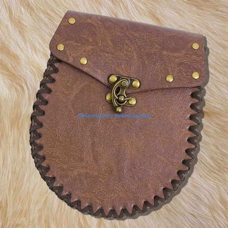 

573B Multi Functional Role Playing Accessory PU Leather Waist Belt Bag with Belt Clip for Costume Completeness