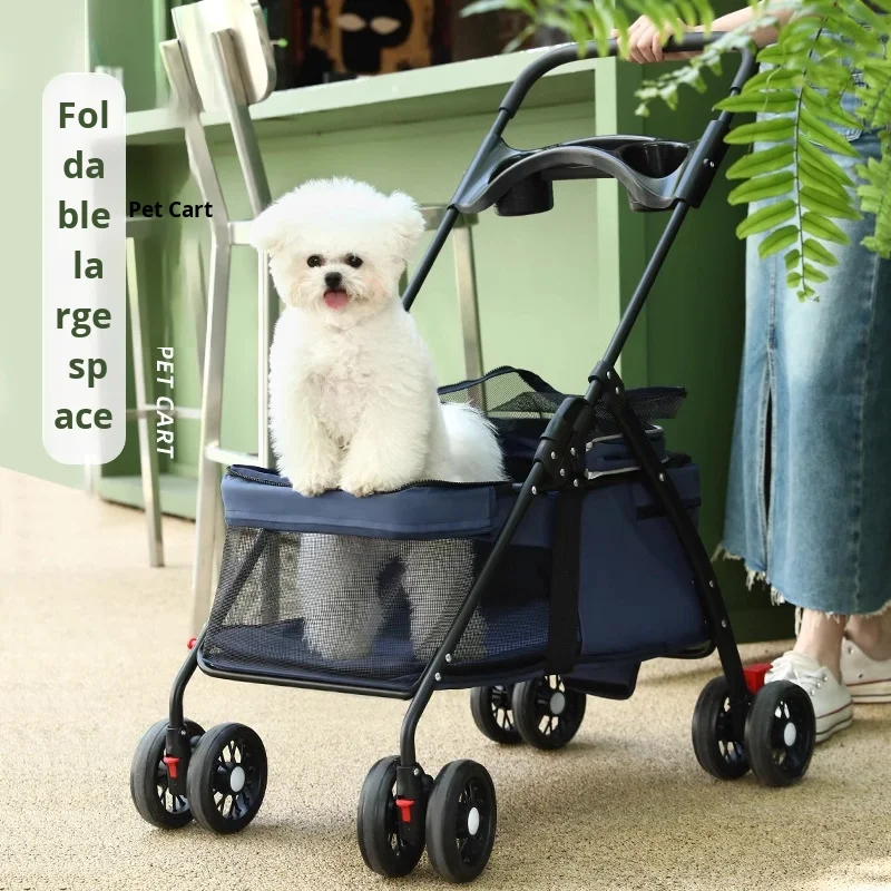 

Lightweight Foldable Pet Stroller Outdoor Puppy Dog Walking Special Stroller Oxford Material for Small Large Carriers Travel