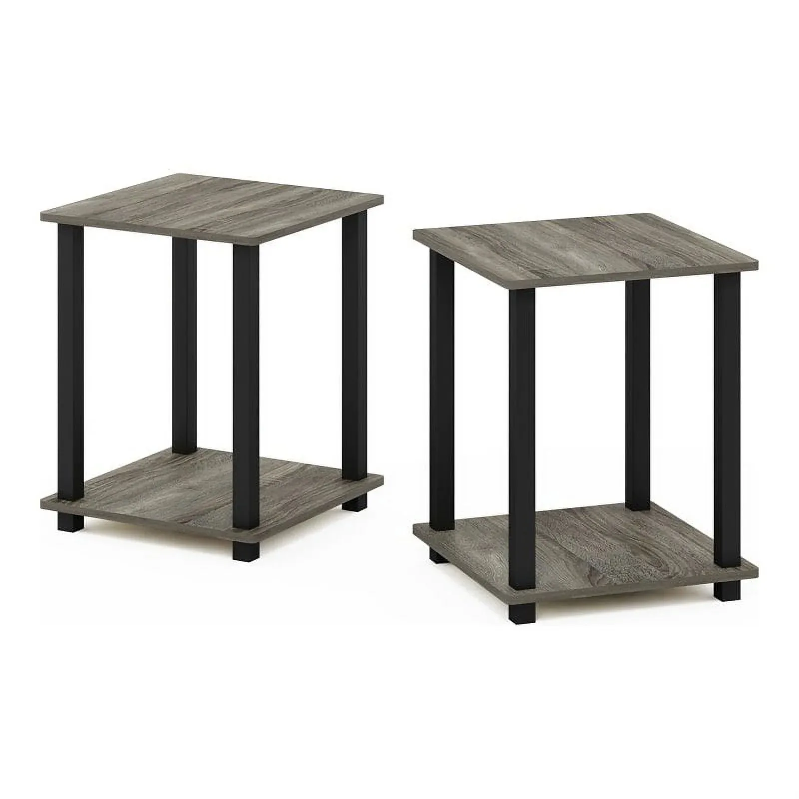 US Engineered Wood Simplistic End Table in French Oak Gray/Black (Set of 2)